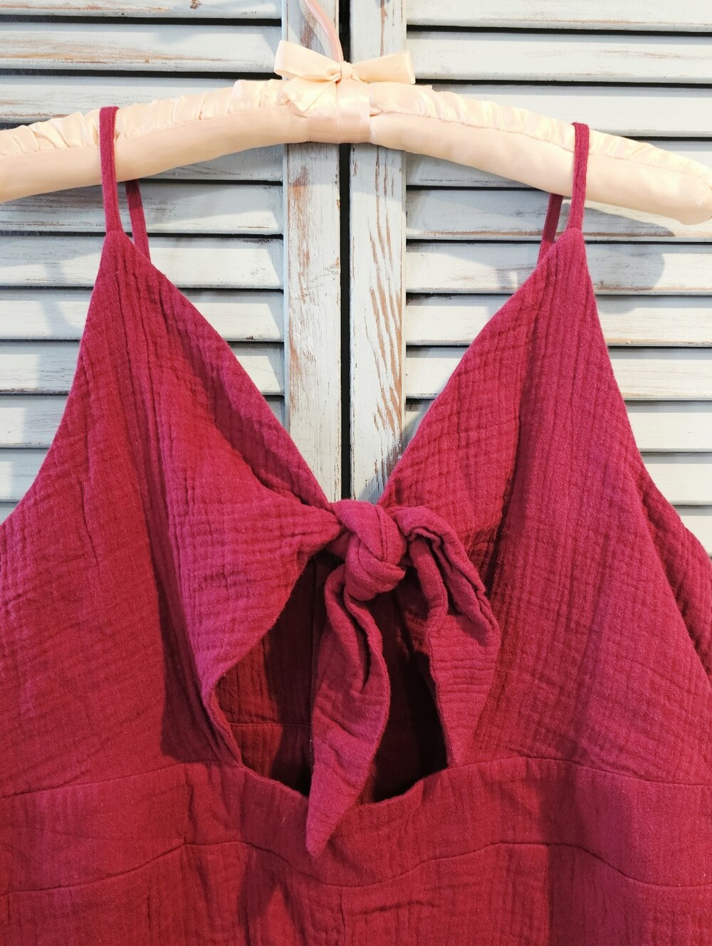 PatPat 100% Cotton Gauze Tie Front Romper L Berry Boho Free People Style Vacay - Picture 3 of 12